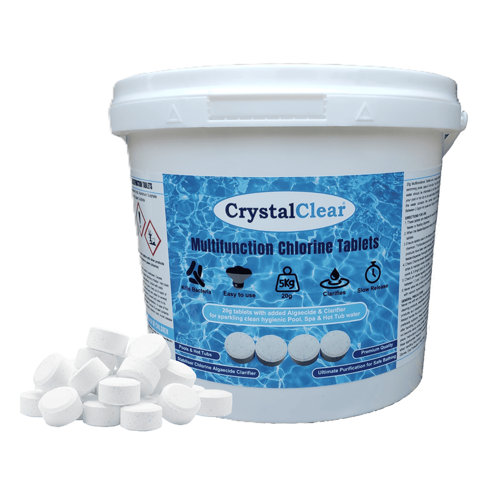 5kg tub of 20g CrystalClear chlorine tablets