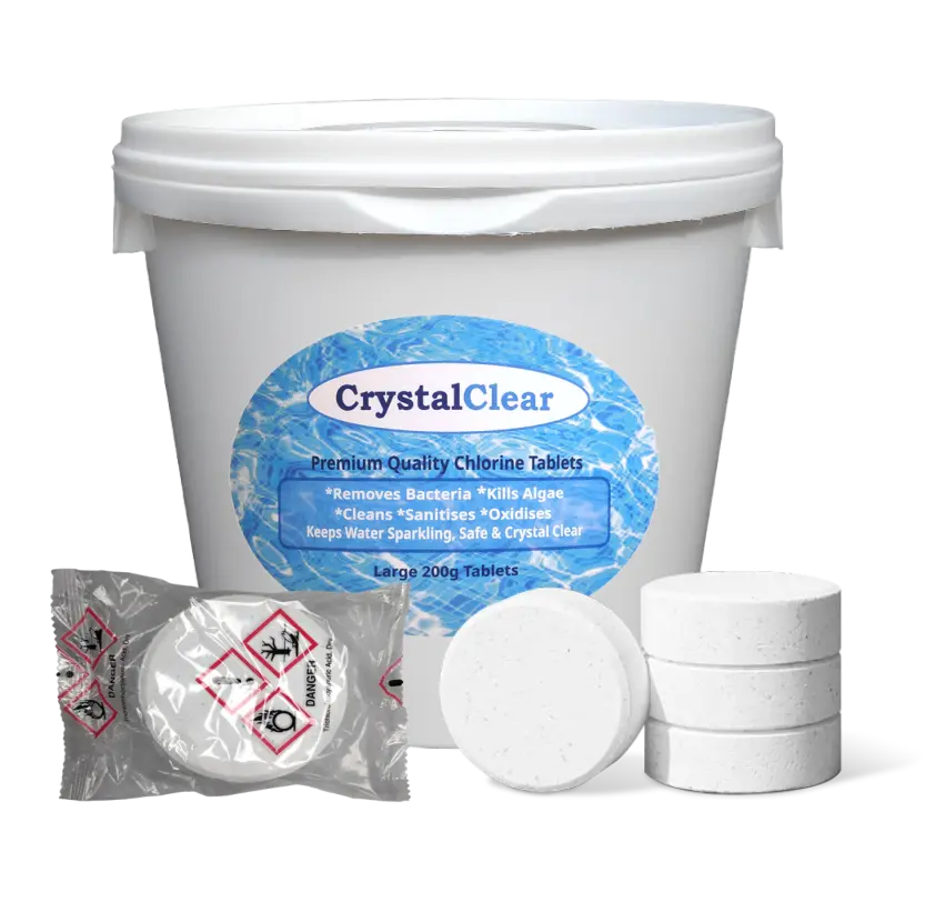 CrystalClear Large 200g Chlorine Tablets for Swimming Pools