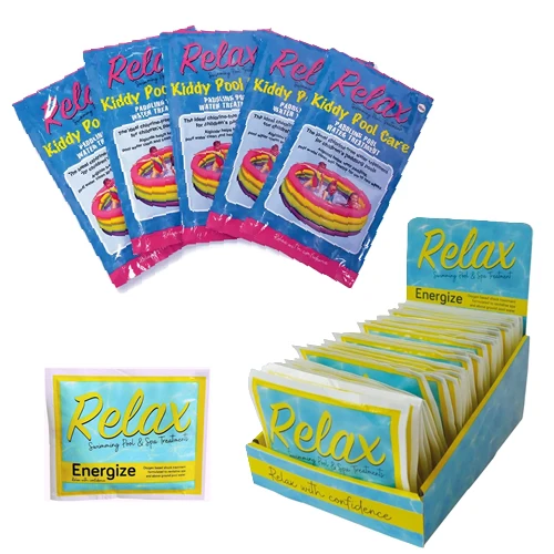 Relax Kiddy Safe Paddling pool sachets and Relax Energize Shock sachets